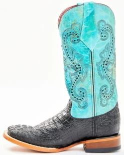 Ferrini Women's Black Caiman Print Western Boots - Square Toe -Ariat Store 04515C 89 P3