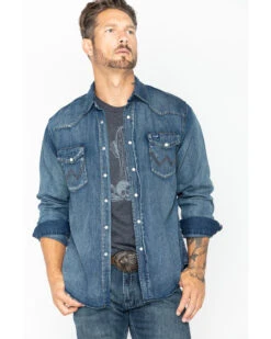 Wrangler Men's Slub Denim Long Sleeve Work Shirt -Ariat Store 086519 08 P1