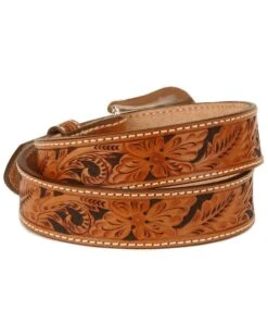 Tony Lama Men's Floral Tooled Leather Belt - Reg & Big -Ariat Store 120153 22 P2
