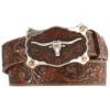 Justin Men's Longhorn Buckle Leather Belt - Reg. & Big -Ariat Store 120241 22 P1