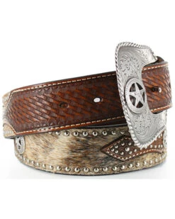 Nocona Men's Hair-On-Hide Star Concho Belt -Ariat Store 1202N9 22 D1
