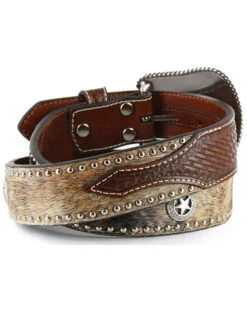 Nocona Men's Hair-On-Hide Star Concho Belt -Ariat Store 1202N9 22 D2