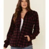 Outback Trading Co Women's Plaid Print Long Sleeve Fleece Shacket -Ariat Store 2000021370 646 P1