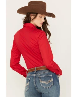 Cinch Women's Solid Red Button-Down Western Shirt 8 Cinch Women's Solid Red Button-Down Western Shirt -Ariat Store 2000175634 600 P4