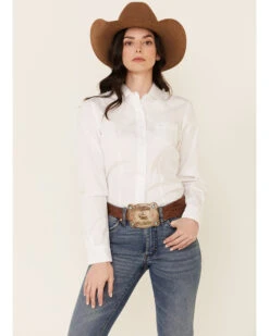 Cinch Women's Solid Long Sleeve Button Down Western Shirt -Ariat Store 2000175635 100 P1