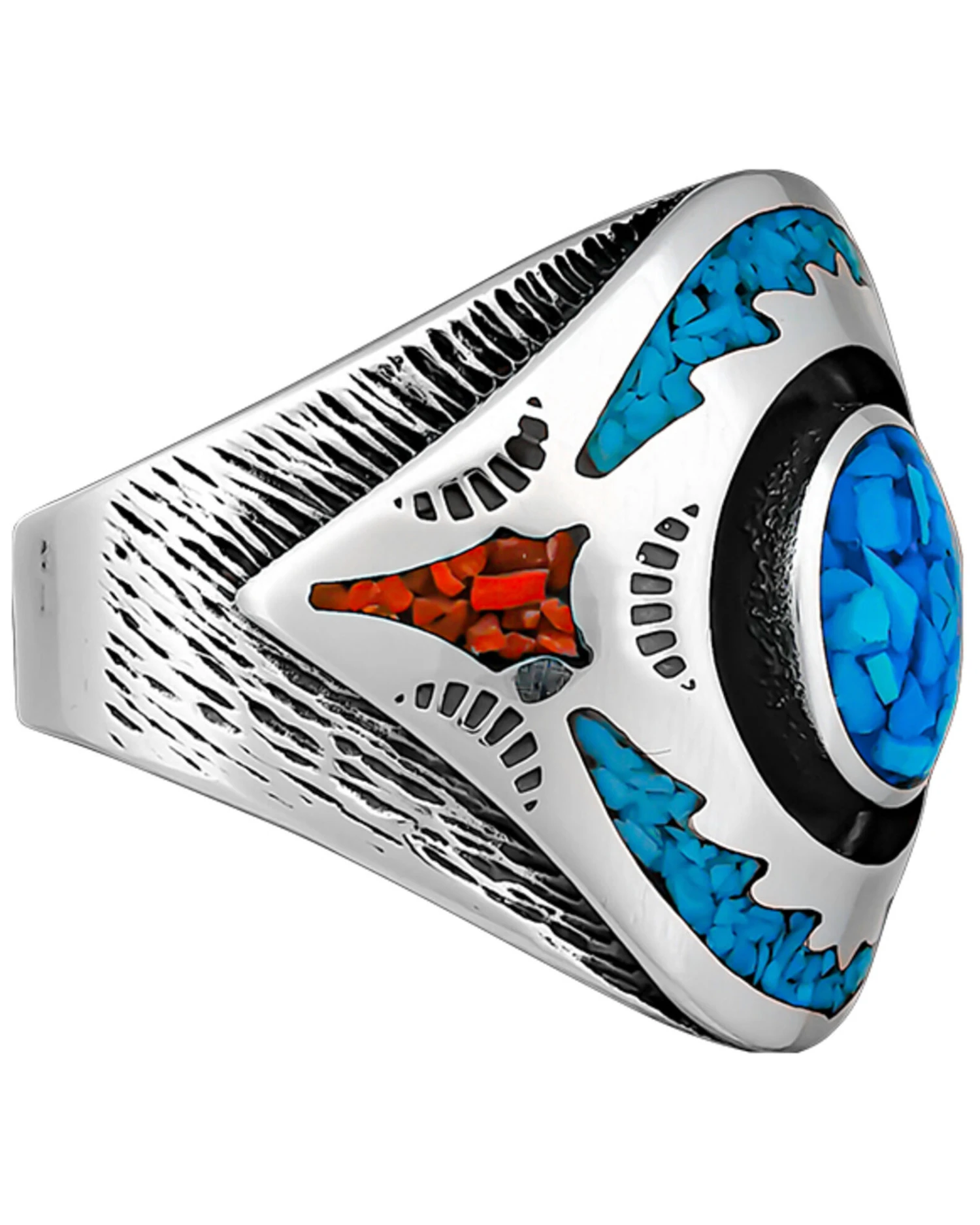 Silver Legends Women's Turquoise And Coral Southwestern Ring 4 Silver Legends Women's Turquoise And Coral Southwestern Ring - Image 2