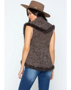 Cripple Creek Women's Crochet Knit Rabbit Fur Trim Vest -Ariat Store 2000253652 240 P2