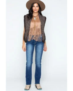 Cripple Creek Women's Crochet Knit Rabbit Fur Trim Vest -Ariat Store 2000253652 240 P6