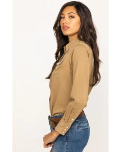 Wrangler Women's Solid Long Sleeve Snap Western Shirt 12 Wrangler Women's Solid Long Sleeve Snap Western Shirt -Ariat Store 2000266025 280 P4