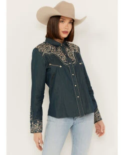 Scully Women's Vine Embroidered Long Sleeve Pearl Snap Western Shirt 9 Scully Women's Vine Embroidered Long Sleeve Pearl Snap Western Shirt -Ariat Store 2000281274 400 P1