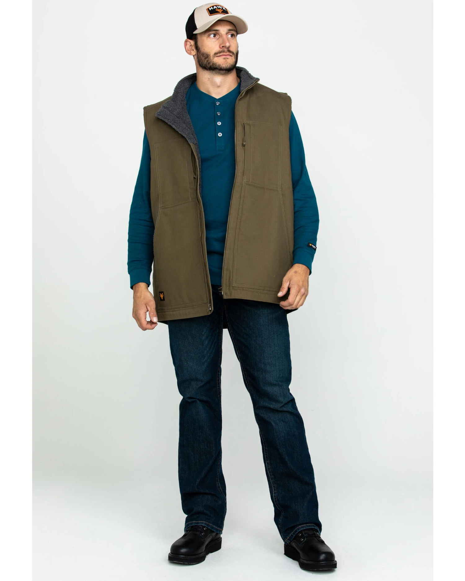 Hawx Men's Olive Canvas Sherpa Lined Work Vest - Tall 6 Hawx Men's Olive Canvas Sherpa Lined Work Vest - Tall - Image 4