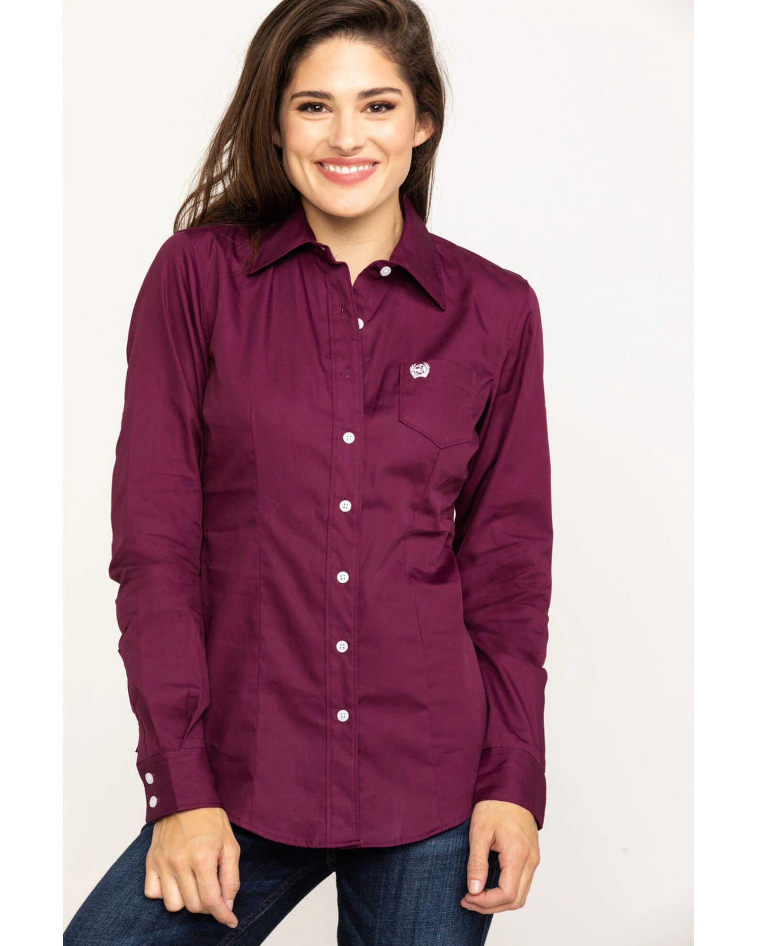 Cinch Women's Burgundy Button-Down Long Sleeve Western Shirt 3 Cinch Women's Burgundy Button-Down Long Sleeve Western Shirt