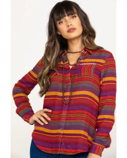 Rock & Roll Denim Women's Rust Serape Stripe Southwestern Embroidered Long Sleeve Western Shirt 13 Rock & Roll Denim Women's Rust Serape Stripe Southwestern Embroidered Long Sleeve Western Shirt -Ariat Store 2000290054 900 P1