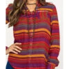 Rock & Roll Denim Women's Rust Serape Stripe Southwestern Embroidered Long Sleeve Western Shirt 2 Rock & Roll Denim Women's Rust Serape Stripe Southwestern Embroidered Long Sleeve Western Shirt -Ariat Store 2000290054 900 P4