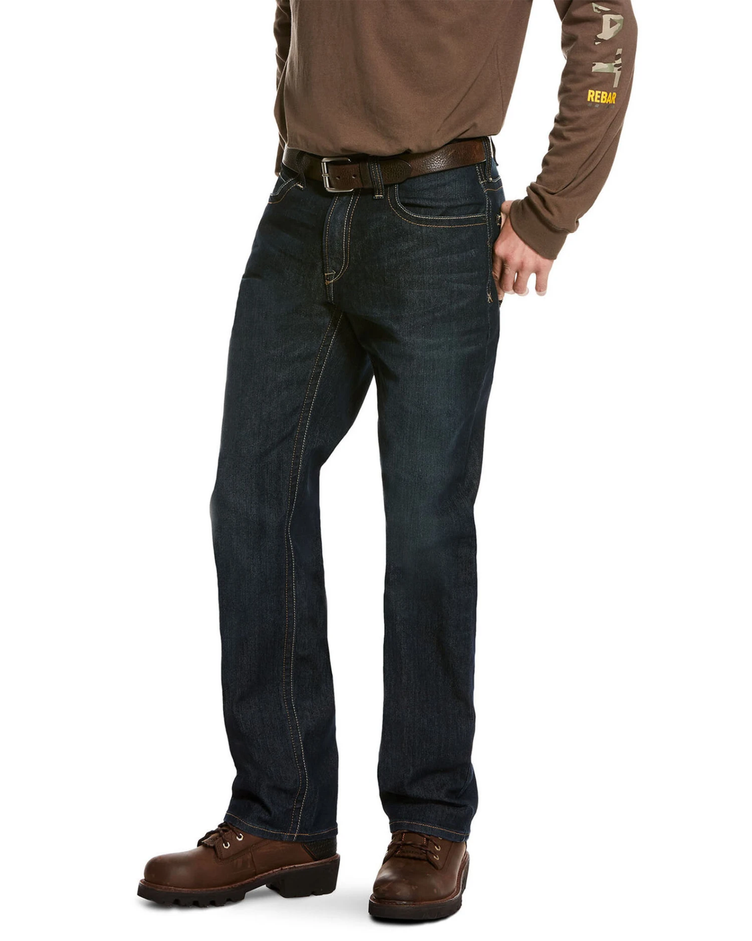 Ariat Men's Rebar M4 Cobalt Durastretch Edge Stackable Straight Work Jeans 3 Ariat Men's Rebar M4 Cobalt Durastretch Edge Stackable Straight Work Jeans