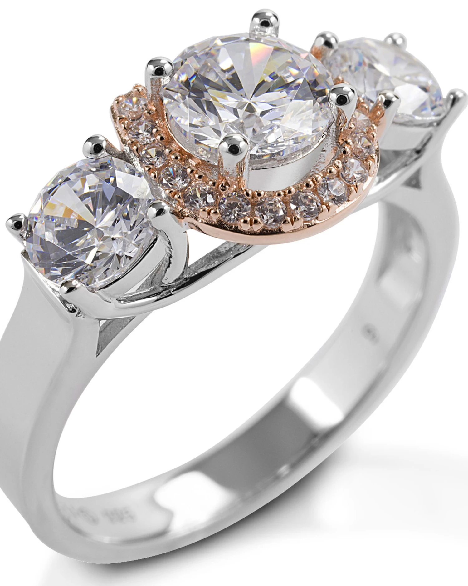 Kelly Herd Women's Large Three Stone Rose 14K Gold Horseshoe Ring 4 Kelly Herd Women's Large Three Stone Rose 14K Gold Horseshoe Ring - Image 2