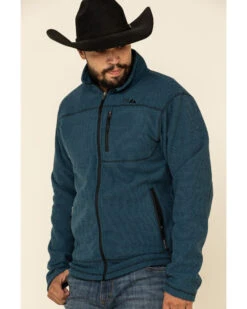 Powder River Outfitters Men's Teal Waffle Melange Knit Zip-Front Jacket -Ariat Store 2000325943 442 P1
