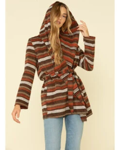 Cripple Creek Women's Orange Striped Blanket Wrap Jacket -Ariat Store 2000327628 800 P4