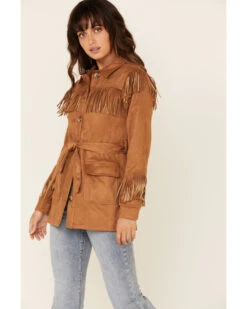 MINKPINK Women's Tan We Are Free Fringe Jacket 9 MINKPINK Women's Tan We Are Free Fringe Jacket -Ariat Store 2000328411 280 P1