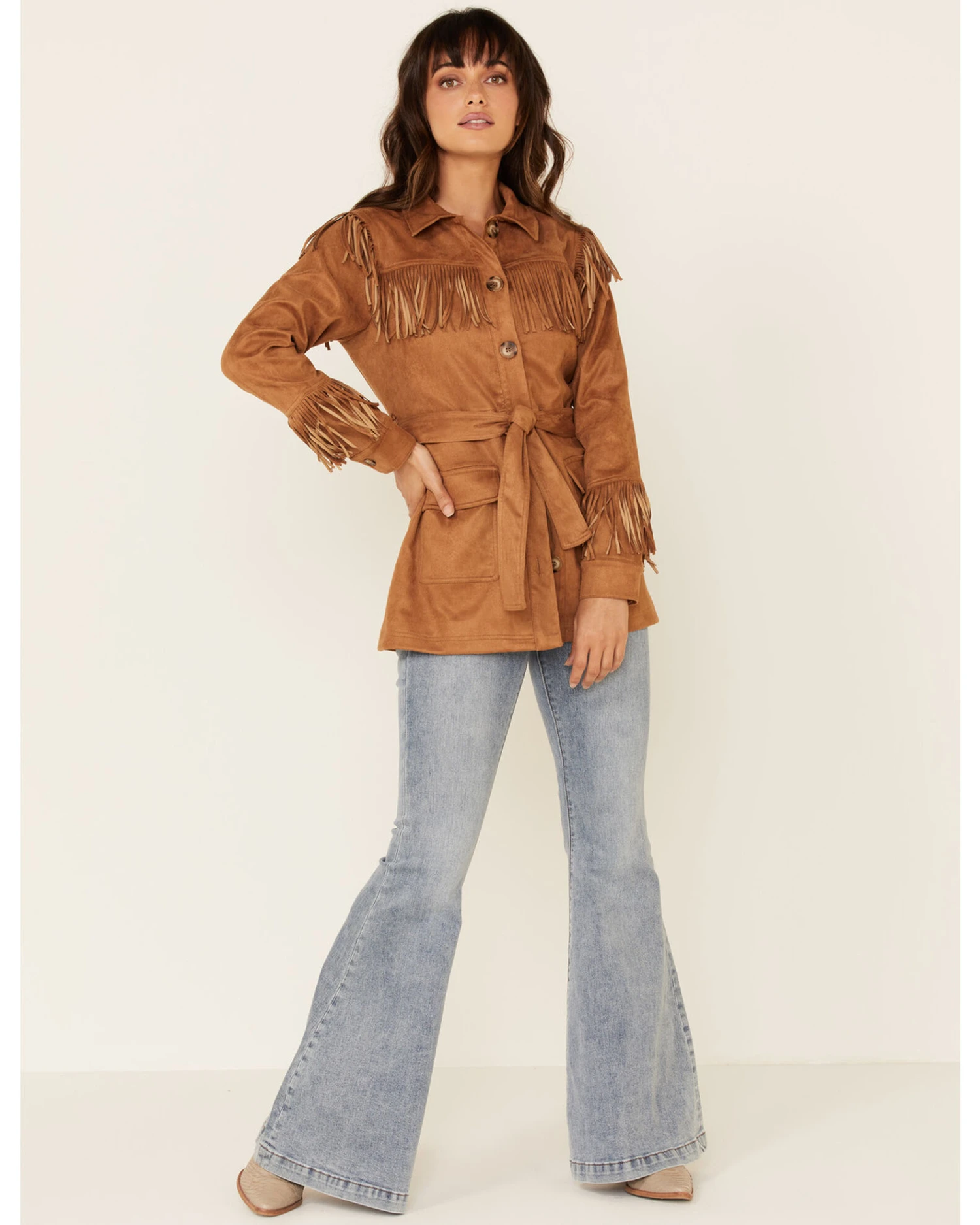 MINKPINK Women's Tan We Are Free Fringe Jacket 4 MINKPINK Women's Tan We Are Free Fringe Jacket - Image 2