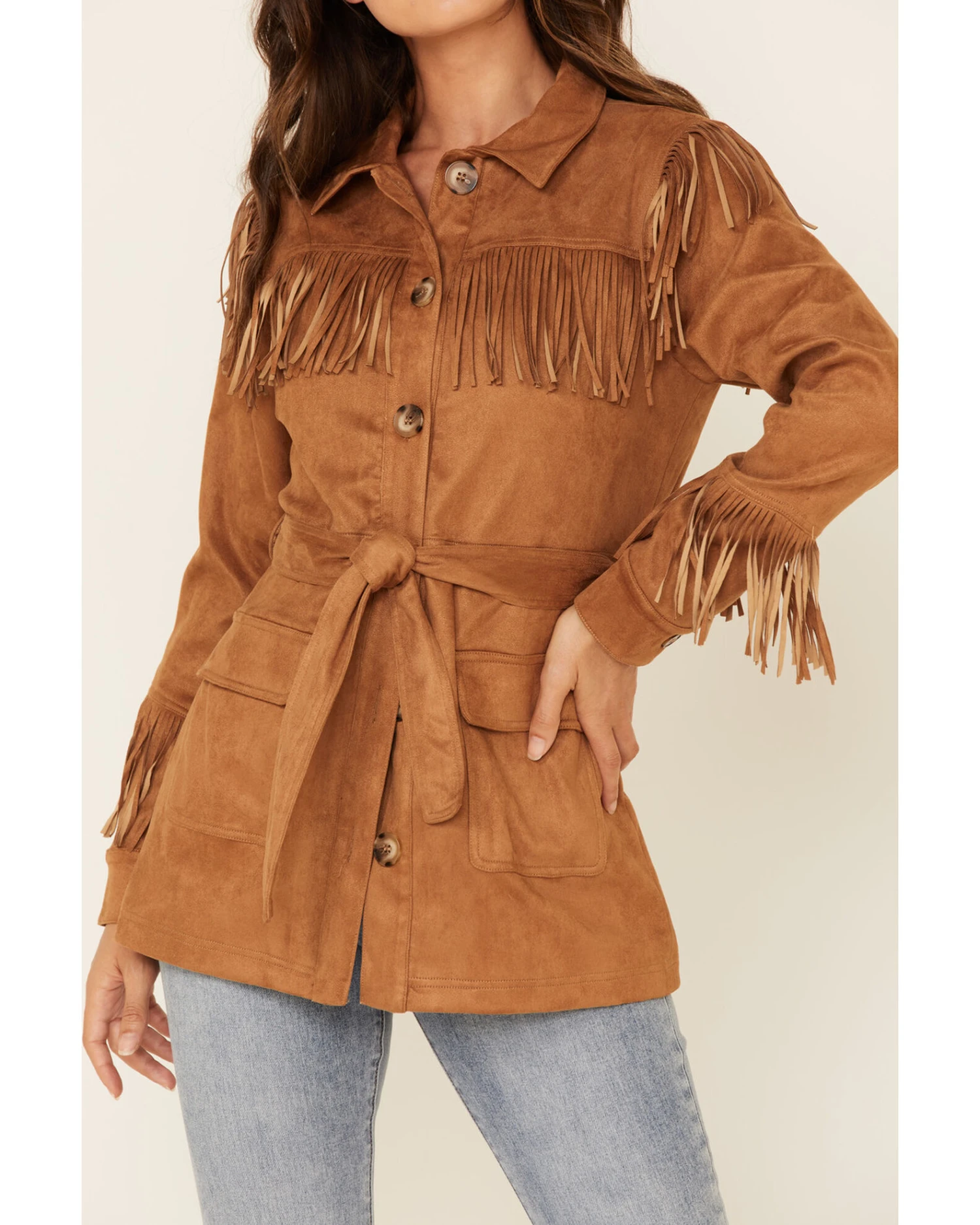 MINKPINK Women's Tan We Are Free Fringe Jacket 3 MINKPINK Women's Tan We Are Free Fringe Jacket