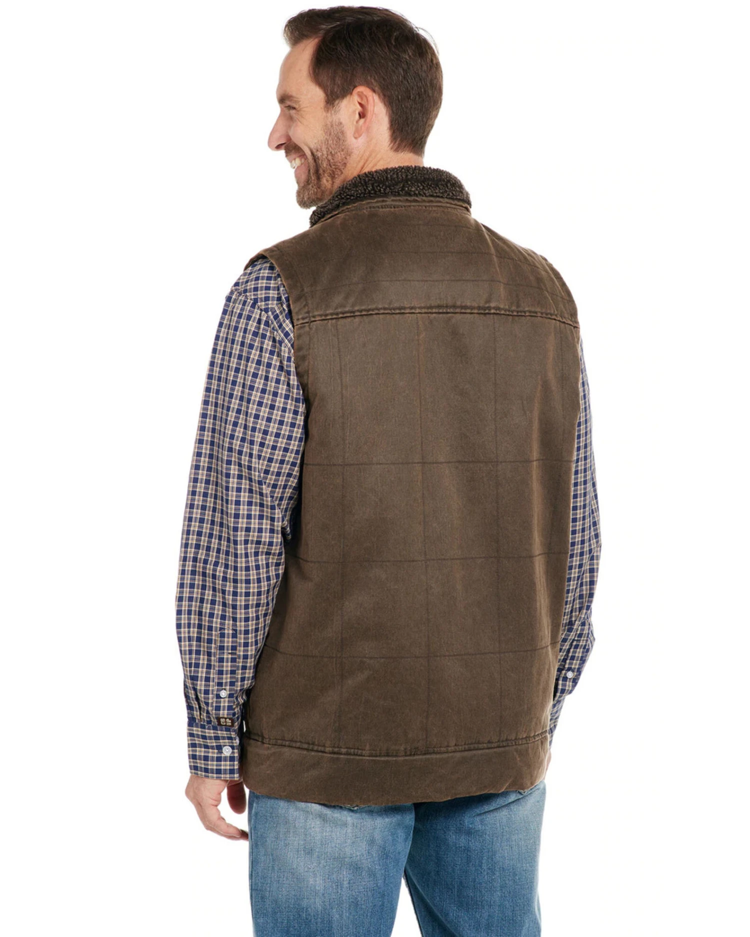 Cripple Creek Men's Chocolate Enzyme Washed Quilted Sherpa Vest 3 Cripple Creek Men's Chocolate Enzyme Washed Quilted Sherpa Vest
