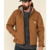 Carhartt Men's Washed Duck Sherpa-Lined Zip-Front Work Hooded Jacket - Tall -Ariat Store 2000331799 200 P1