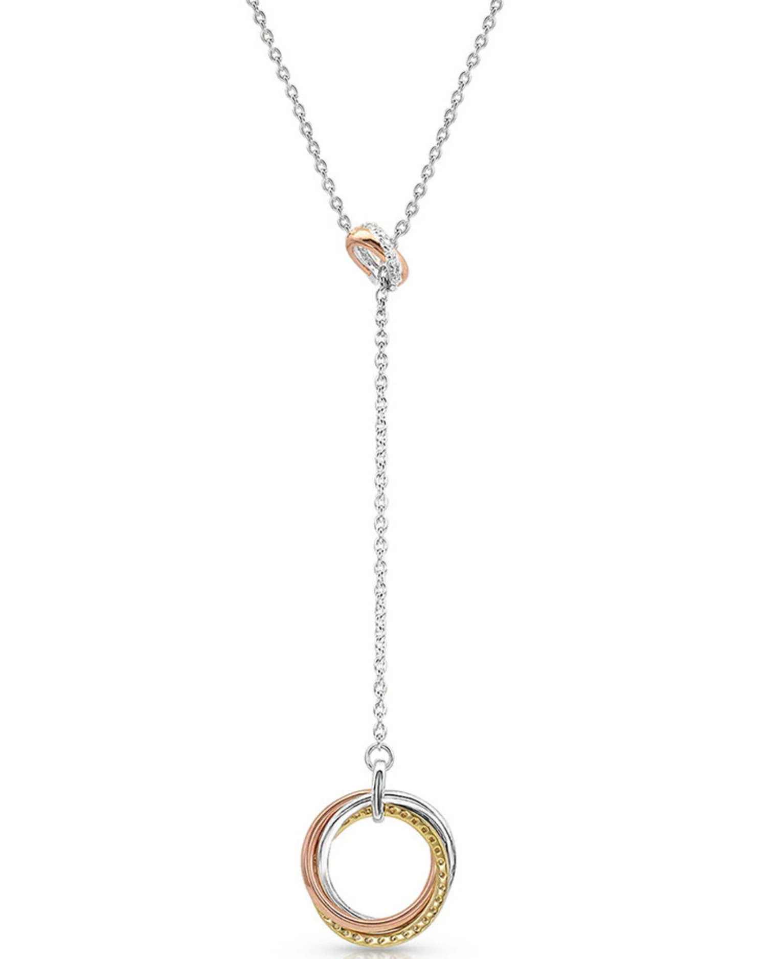 Montana Silversmiths Women's Trio Rings Lariat Necklace 4 Montana Silversmiths Women's Trio Rings Lariat Necklace - Image 2