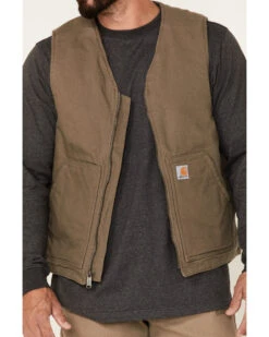 Carhartt Men's Dark Brown Washed Duck Sherpa Lined Vest -Ariat Store 2000336686 200 P3