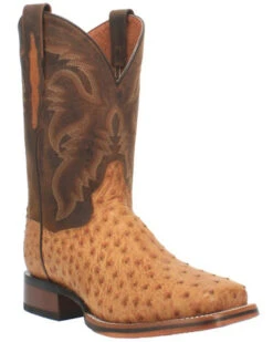 Dan Post Men's Kershaw Exotic Ostrich Skin Western Boots - Broad Square Toe -Ariat Store 2000337937 280 P1