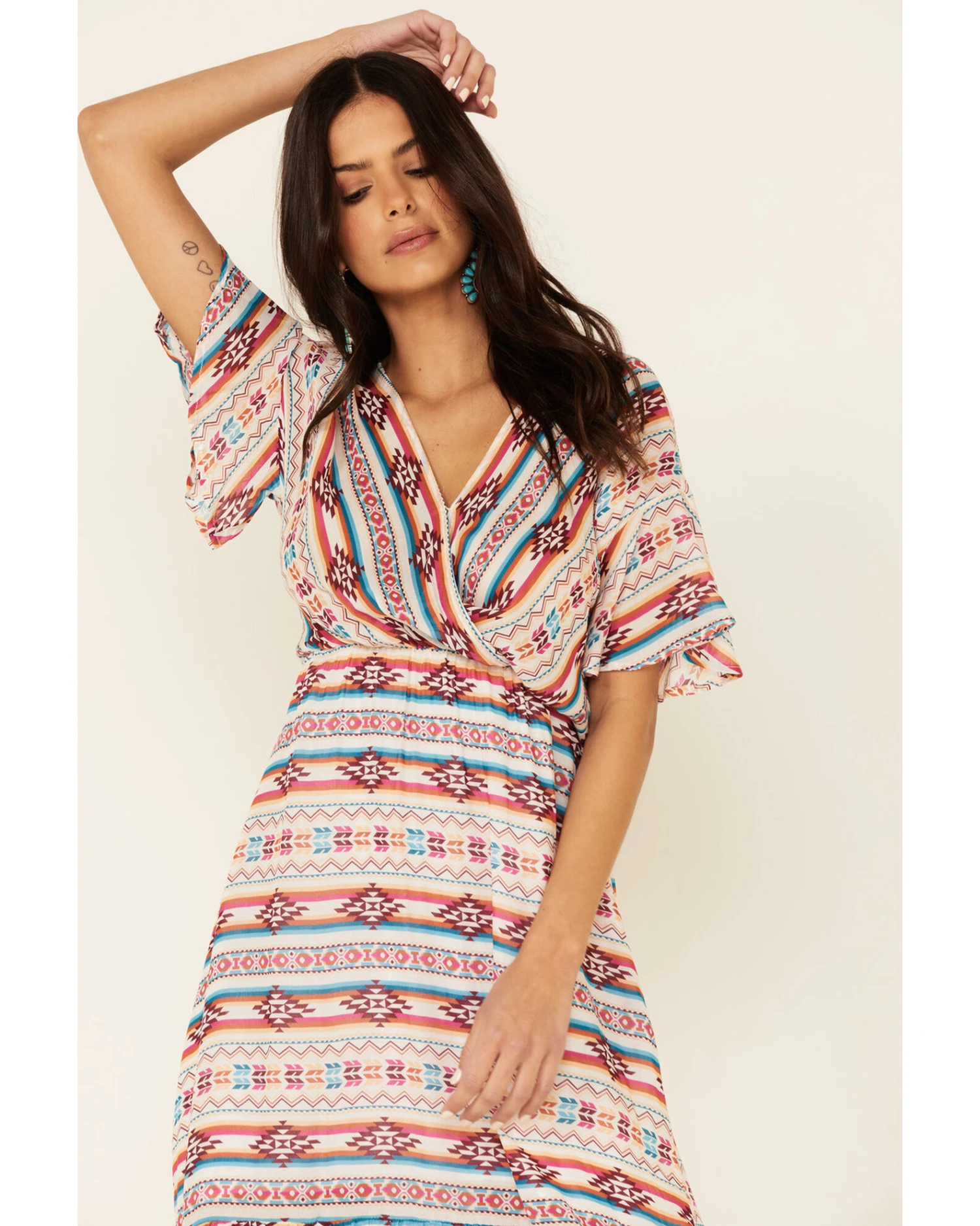 Stetson Women's Southwestern Print Surplice Dress 5 Stetson Women's Southwestern Print Surplice Dress - Image 3