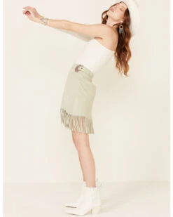 Double D Ranch Women's Dee Belted Fringe Leather Skirt -Ariat Store 2000340532 343 P1