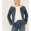 Wrangler Women's Sherpa-lined Denim Trucker Jacket 1 Wrangler Women's Sherpa-lined Denim Trucker Jacket -Ariat Store 2000340903 400 P2