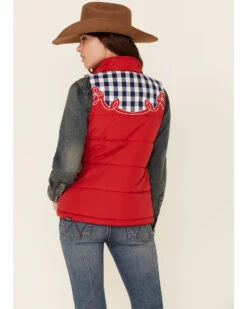 Cruel Girl Women's Red Embroidered Quilted Poly Puffer Vest 9 Cruel Girl Women's Red Embroidered Quilted Poly Puffer Vest -Ariat Store 2000342173 600 P4