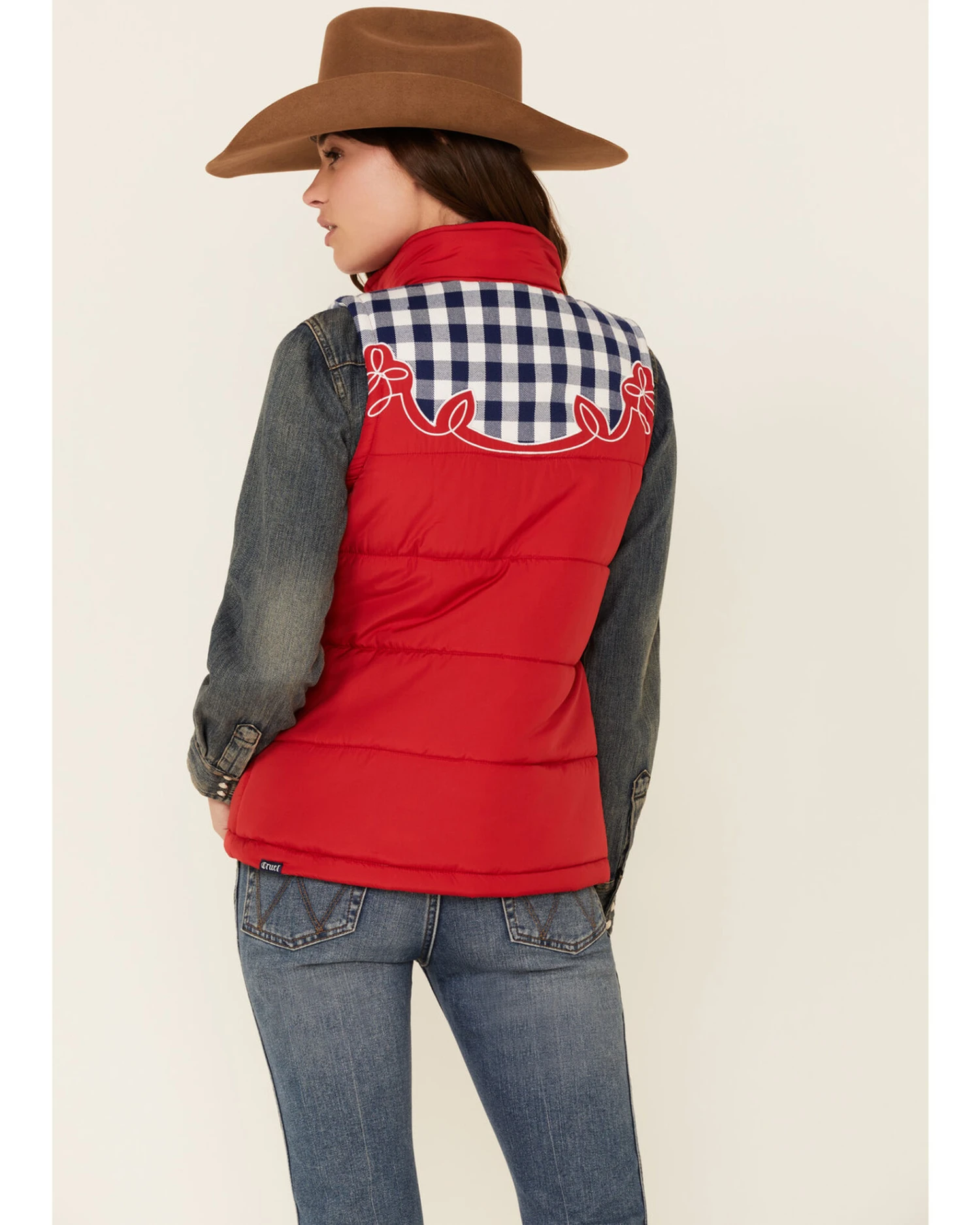 Cruel Girl Women's Red Embroidered Quilted Poly Puffer Vest 5 Cruel Girl Women's Red Embroidered Quilted Poly Puffer Vest - Image 3