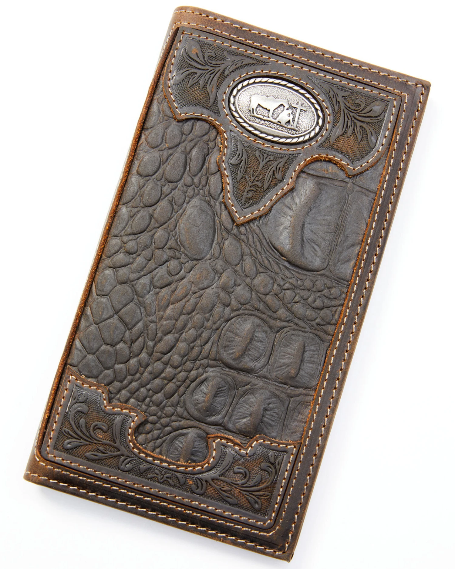Cody James Men's Bi-Fold Crocodile Print Embossed Rodeo Wallet 3 Cody James Men's Bi-Fold Crocodile Print Embossed Rodeo Wallet