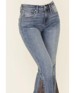 Shyanne Women's Mid Wash Crochet Embroidered Inset High Rise Flare Denim Jeans -Ariat Store 2000342607 420 P2