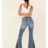Shyanne Women's Mid Wash Crochet Embroidered Inset High Rise Flare Denim Jeans -Ariat Store 2000342607 420 P4