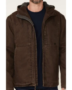 Hawx Men's Brown Castile Weathered Duck Hooded Zip-Front Insulated Work Jacket -Ariat Store 2000342831 200 P3