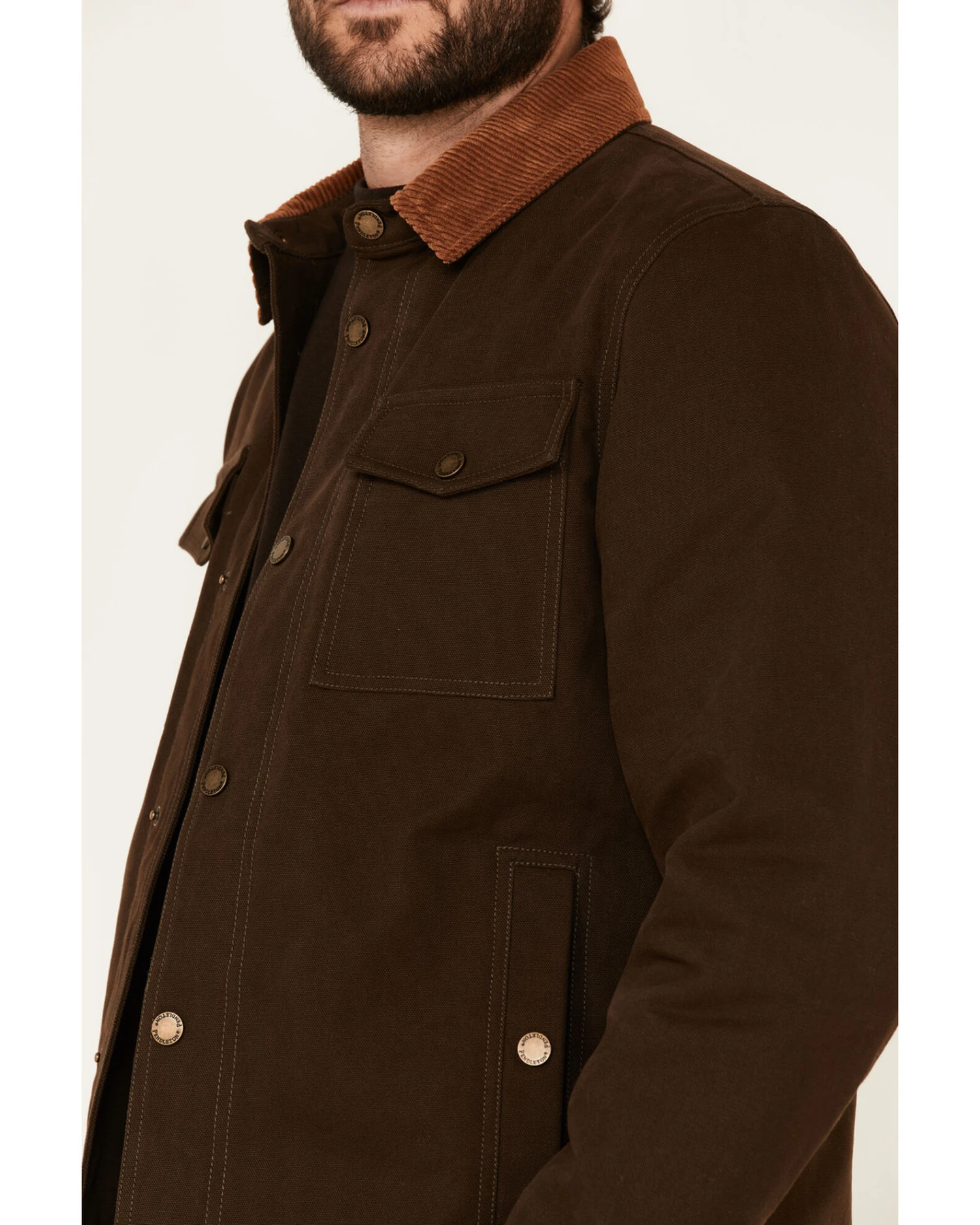Pendleton Men's Solid Olive Canvas Snap-Down Shirt Jacket 3 Pendleton Men's Solid Olive Canvas Snap-Down Shirt Jacket