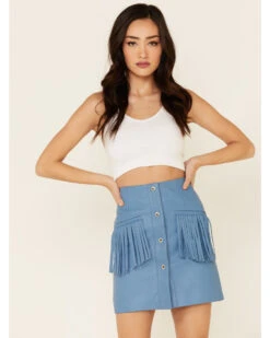 Understated Leather Women's Turquoise Fringe Peace Skirt