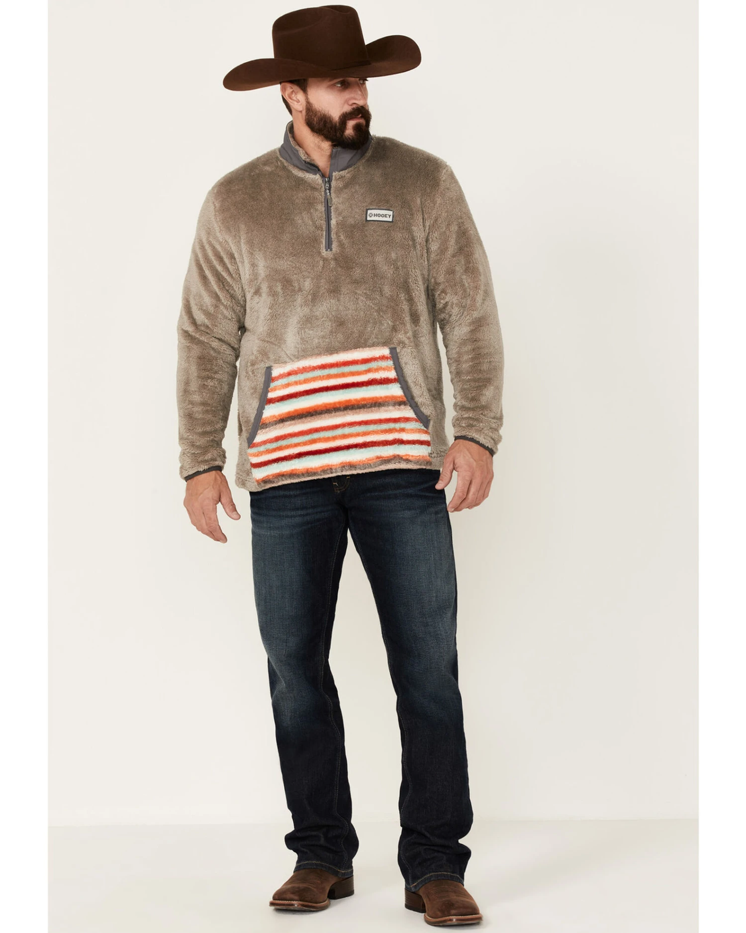 Hooey Men's Stripe Pocket 1/4 Zip Fleece Pullover 5 Hooey Men's Stripe Pocket 1/4 Zip Fleece Pullover - Image 3