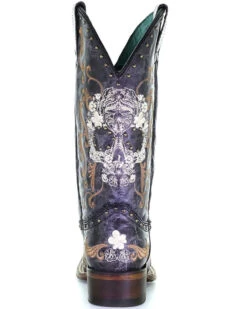 Corral Women's Floral Skull Embroidery & Studs Western Boots - Square Toe -Ariat Store 2000348441 944 P4