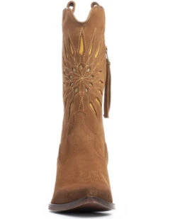 Golo Women's Contrasting Inlaid Sun Western Boots - Pointed Toe