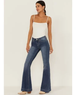 Shyanne Women's Dark Wash Mid Embroidered Scoop Pocket Flare Jeans -Ariat Store 2000358734 415 P1