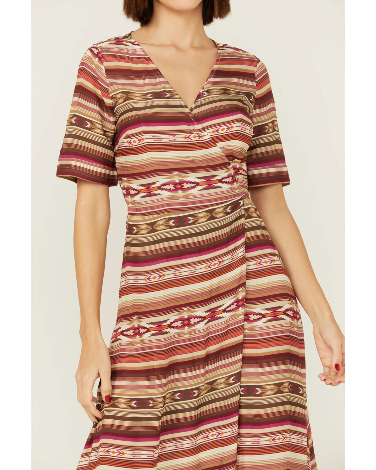 Stetson Women's Southwestern Sunset Serape Print Wrap Dress 5 Stetson Women's Southwestern Sunset Serape Print Wrap Dress - Image 3