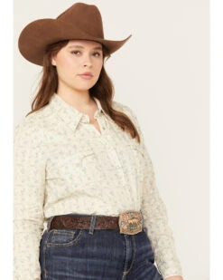 Roper Women's Floral Print Long Sleeve Pearl Snap Western Shirt - Plus -Ariat Store 2000358906 110 P2