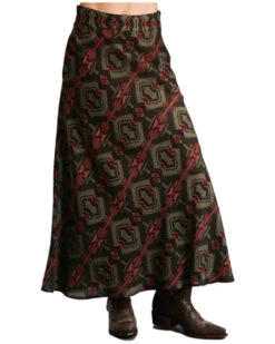 Stetson Women's Rayon Challis Blanket Print Long Cut Skirt