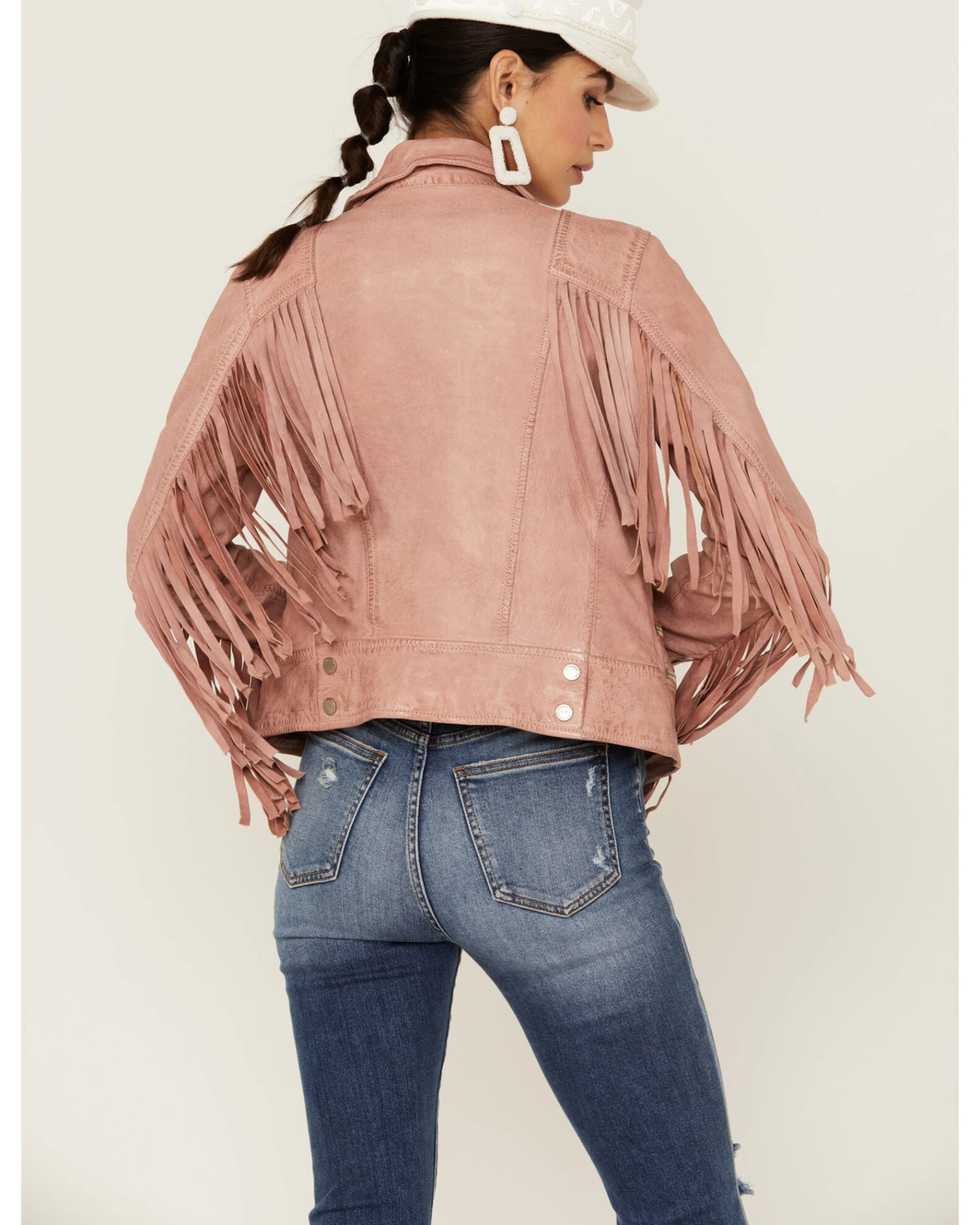Mauritius Leather Women's Melbourne Pink Fringe Leather Jacket 5 Mauritius Leather Women's Melbourne Pink Fringe Leather Jacket - Image 3
