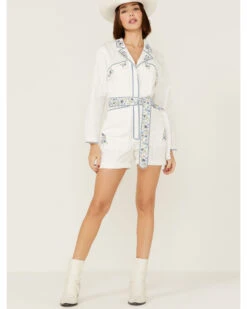 Driftwood Women's Embroidered Floral Shortall Romper -Ariat Store 2000362704 100 P4